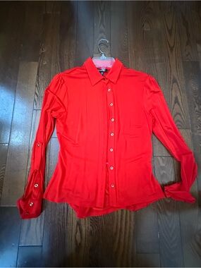 bebe Red Collared Button-Up Top